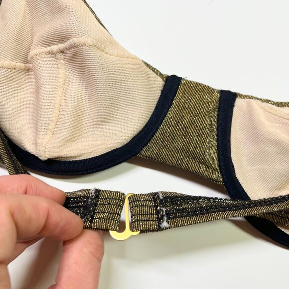 Vintage Côte d'Azur Size 10 Bikini Set Underwire Top Briefs Metallic Gold - Picture 7 of 11